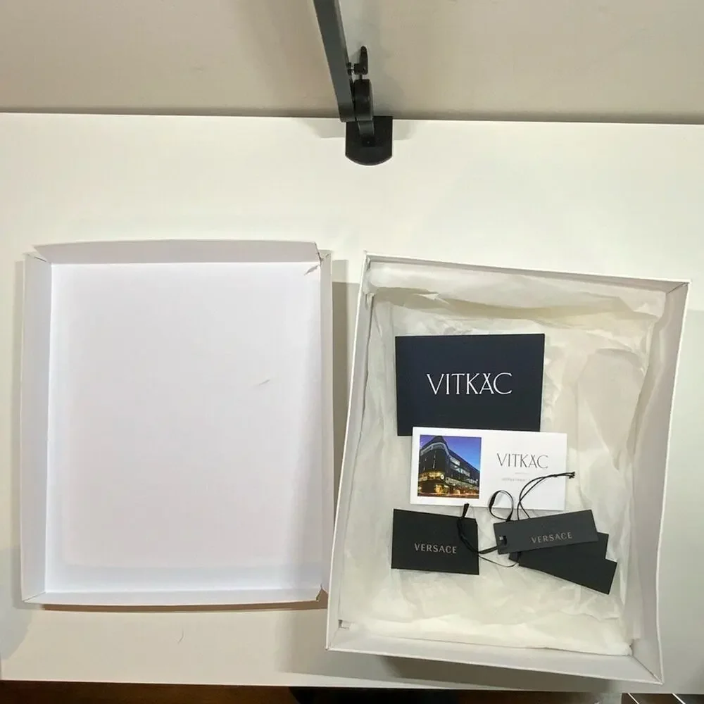 Versace | Shoe Box & 1 Dust Bag | White | 13.5 W x 11.25 H x 4.9 D Inch